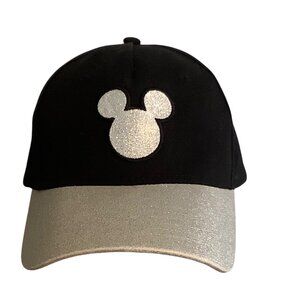 Disney Black & Silver Glitter Mickey Mouse Cap Florida Embroidery Adult One Size